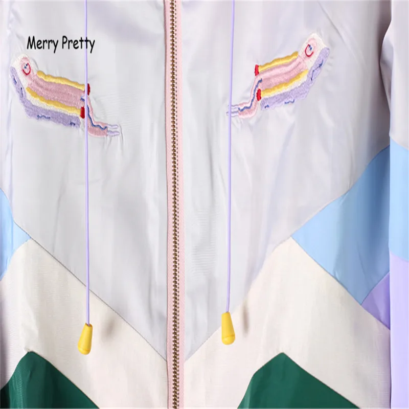 Цветные женские пальто Merry Pretty Makaron Утепленная зимняя куртка в стиле пэчворк с