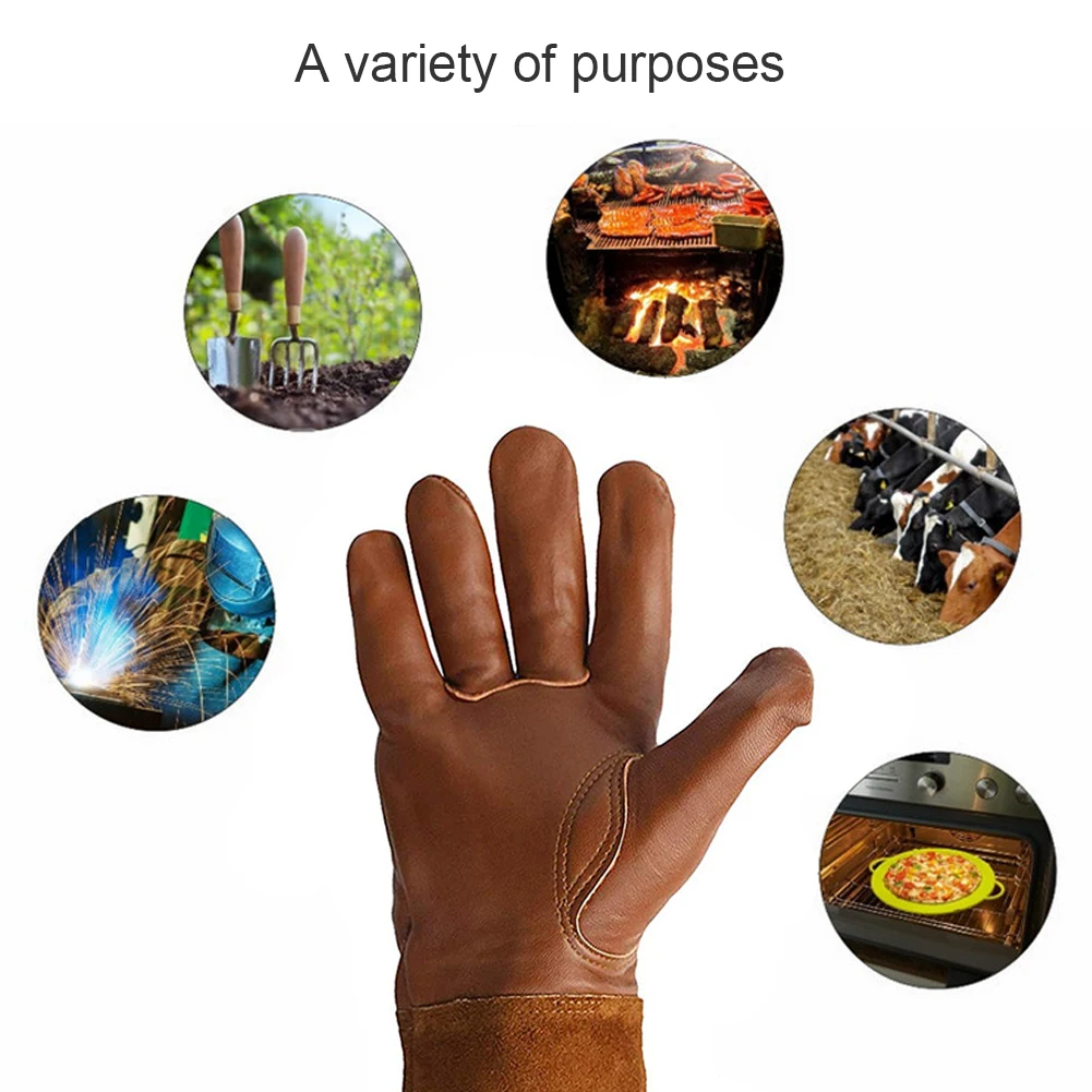 

1 Pair Rose Pruning Gloves Leather Gardening Welding Gauntlets Thorn Proof Long Forearm Protection Heat Resistant L M