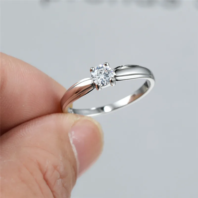 4.5mm Round Lab Diamond Engagement Rings For Women 925 Sterling Silver White Zircon Wedding Ring Simple Fashion Bridal Jewelry | Украшения