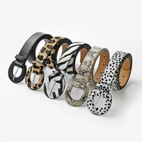 2021 fashion leopard belt women snake zebra print thin horsehair waist belt pu leather gold ring buckle belts for ladies female