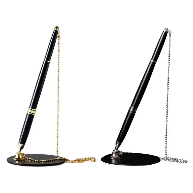 F2TA Classic Metal Ballpoint Pen Secure Chain Attached Base Stand Desk Office Counter Signature Pens Stationery Gift | Канцтовары для