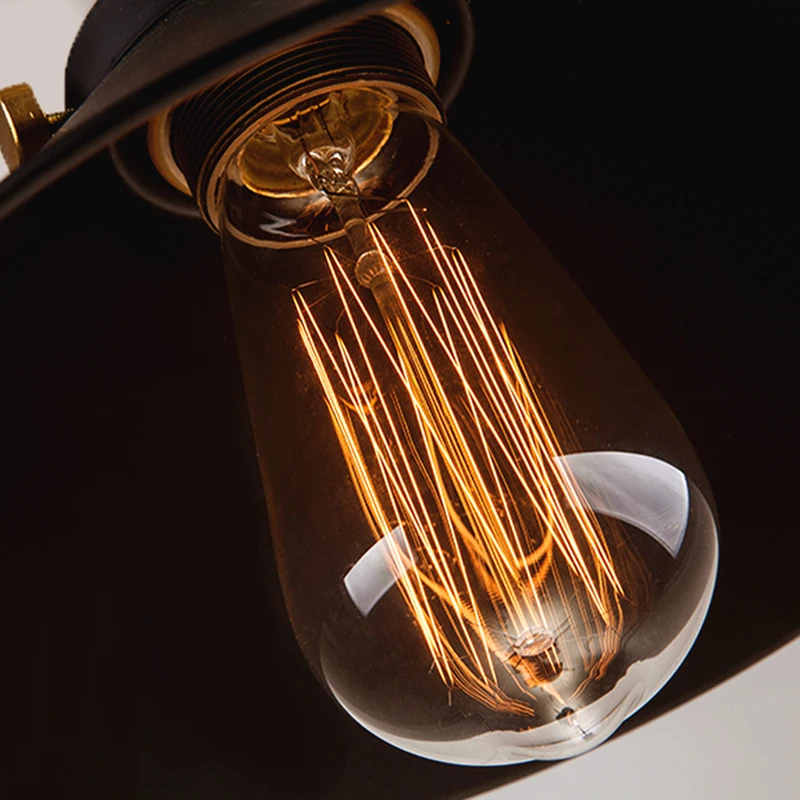 

black vintage industrial pendant light nordic retro lights iron lampshade loft edison lamp metal cage dining room Countryside