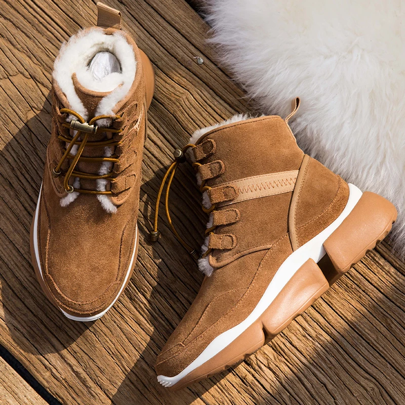 Snow boots women Sheepskin one 2019 winter new warm plus velvet women's non-slip short |