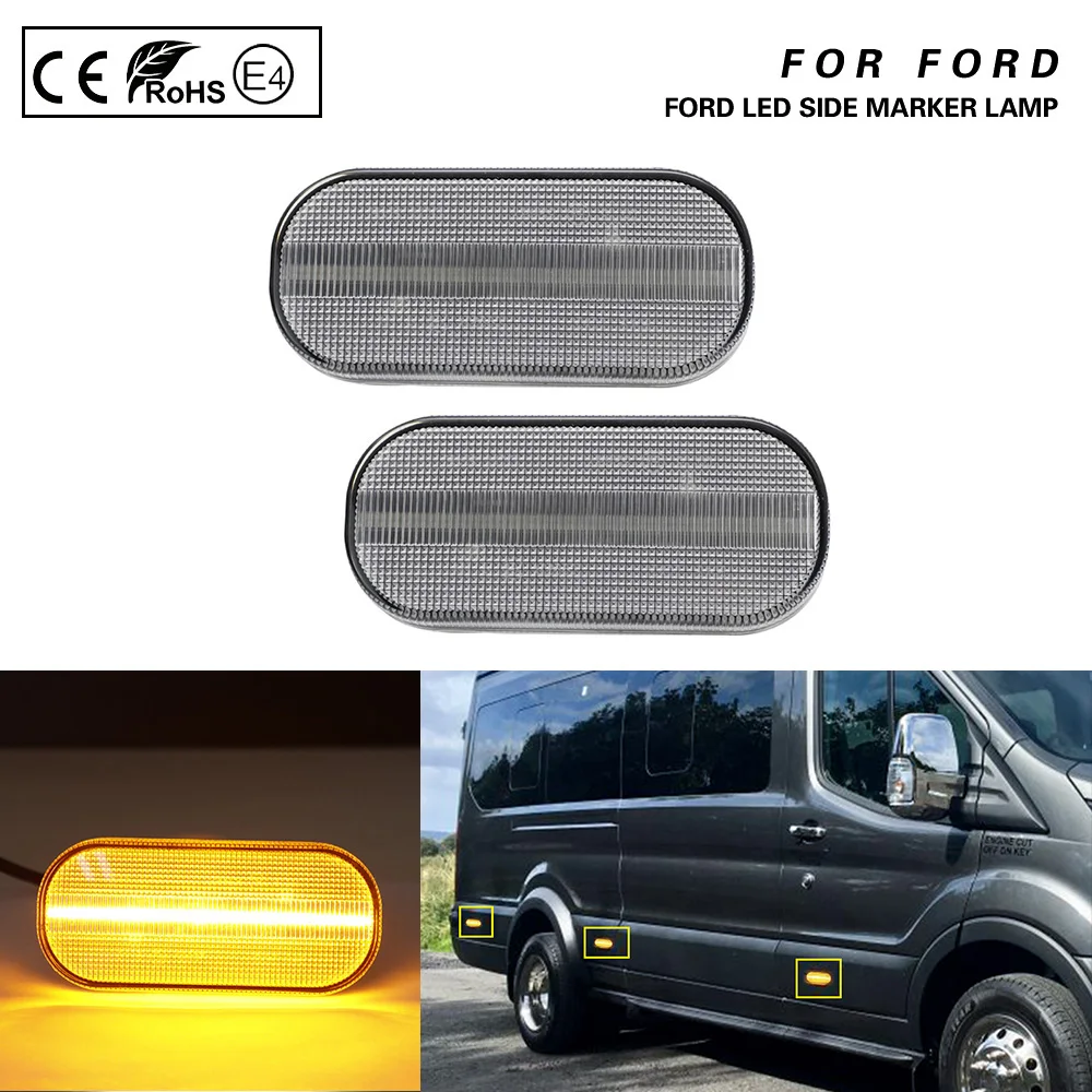 Для Ford Transit MK8 2014 2019 2X прозрачные линзы светодиодные боковые габаритные огни
