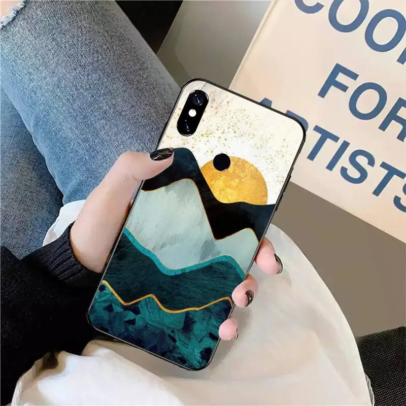 

Mountain Marble Moon sunset pattern luxury design shell Phone Case For Xiaomi Redmi note 7 8 9 t max3 s 10 pro lite