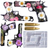 gun bullet shape silicone mold embossed pistol toy diy handmade moud crystal epoxy resin crafts ornaments casting tools resinart