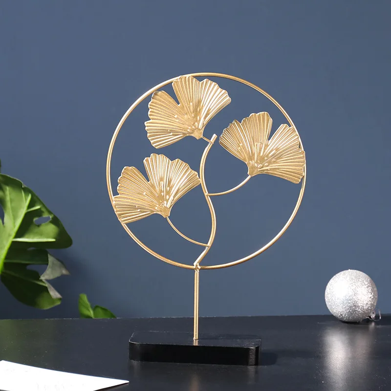 Простой золотой лист черепахи гинкго Железный Круглый орнамент украшение для