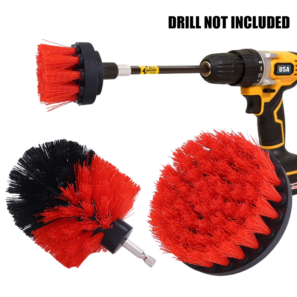 

4Pcs Drill Brush Cleaner Kit Car Tire Rim Scrubber Cleaning Brush Car Detailing Drill Kit Bathroom Bathtub Car Cleaning Tool