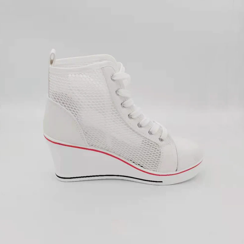 Женские сетчатые сандалии на танкетке 8 см повседневные кроссовки с высоким