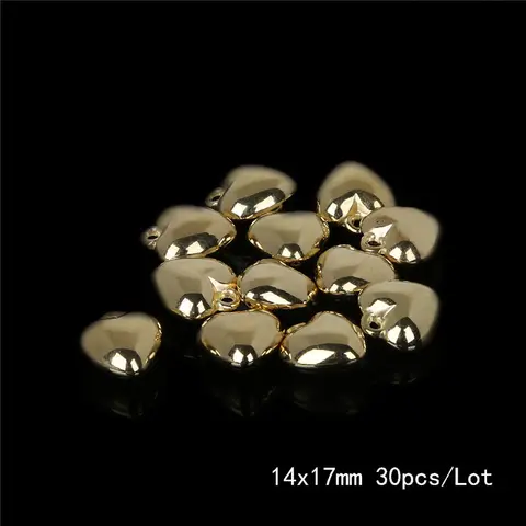 Круглые бусины из золота с сердечком, 30-300 шт