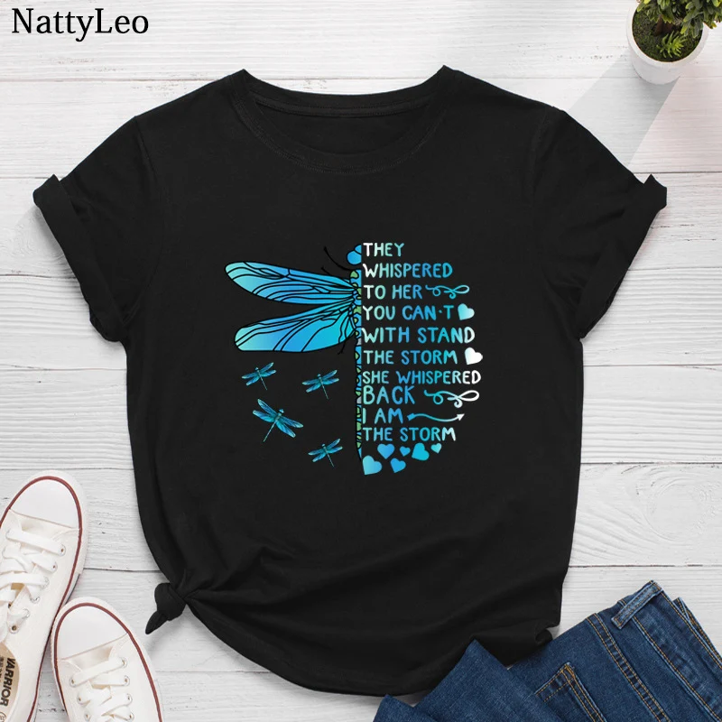 Летнее платье размера плюс женская модная рубашка с принтом стрекозы футболка О