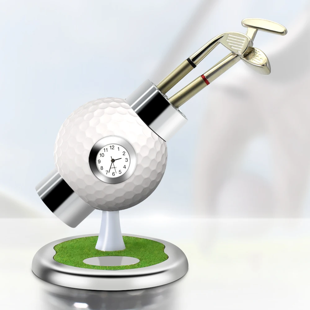 Держатель для ручки гольфа с часами настольное украшение офиса подставка