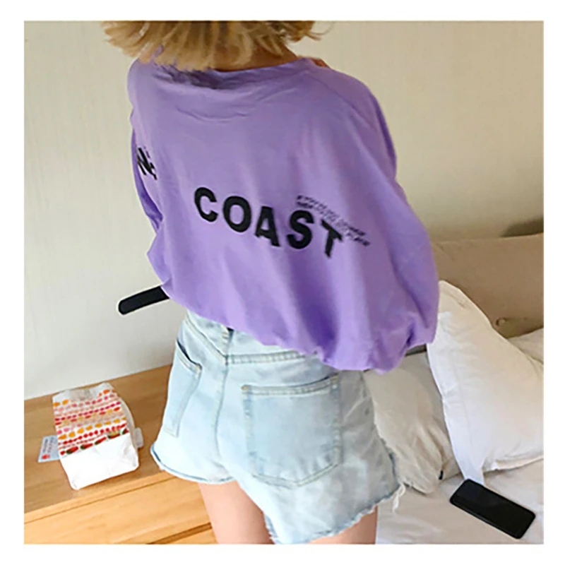 

Women's Round Neck Letter Print Fashion Wild Long Sleeve T-shirt Top