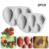 2pcs pine cones silicone mould fondant chocolate making mold cone silicone tray mold candy fondant muffin ice decoration