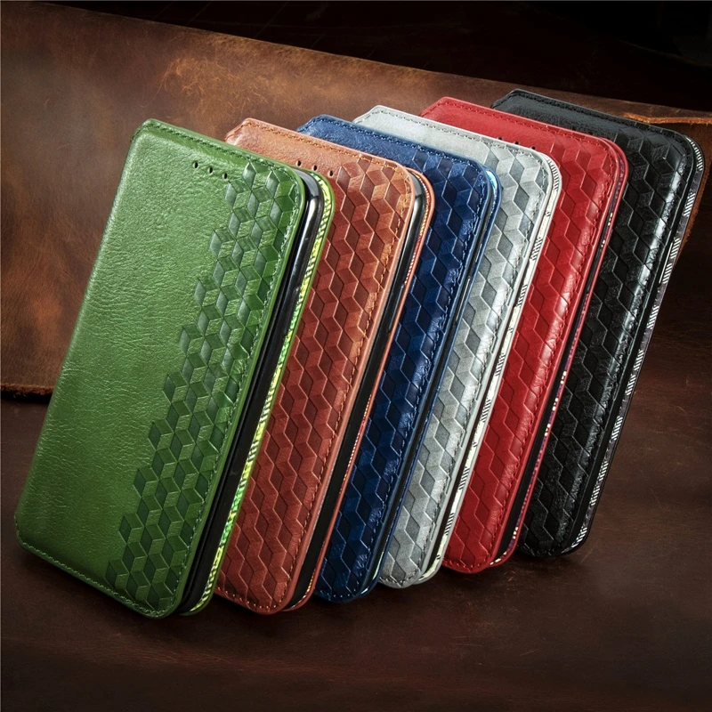 

PU Leather Wallet Flip Phone Cover TPU Lattice Case for MOTO G Stylus Power G30 G10 E7 G9 G One 5G ACE 2021