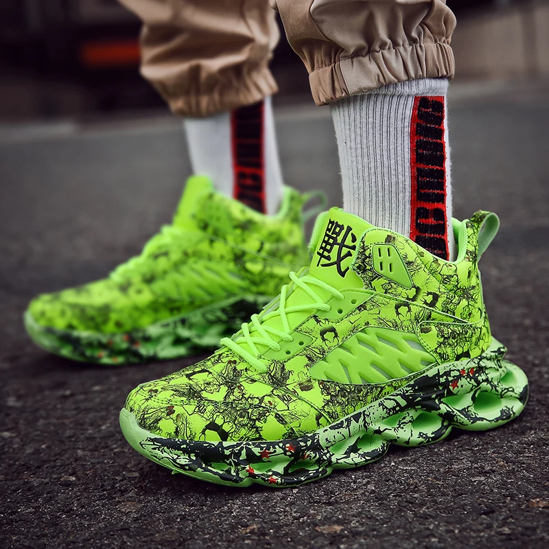 

Spring Mesh Running Shoes for Men Hip Hop Street Graffiti Chunky Sneakers Blade Cushioning Lightweight Jogging Sport Shoes 47 48