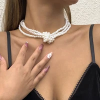 big white imitation pearl choker necklace clavicle chain fashion necklace for women bridal wedding jewelry collar new arrivals
