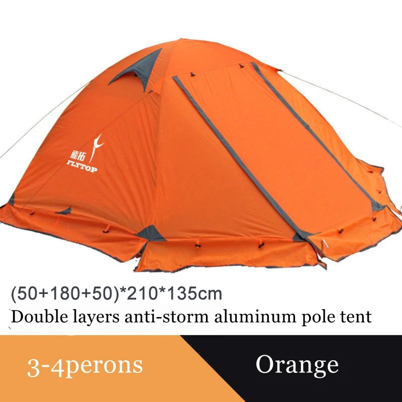 

Camping Outdoor 2People Or 3Persons Double Layers Aluminum Pole Anti Snow Travel Family Tent With Skirt