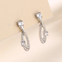 french luxury new cz rhinestone oval earring simple lady silver plated exquisite earrings charm bride eternal engagement jewelry