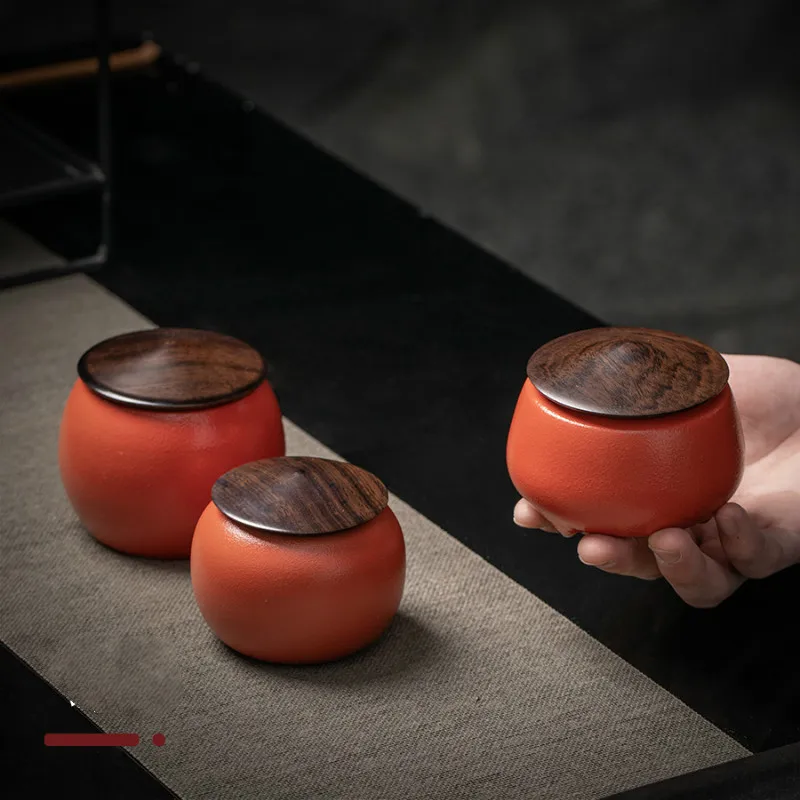 

Handmade Chinese Tea Caddies Ceramic Seal Simple Moisture Proof Coffee Sugar Jars Tea Caddies Storage Caja De Te Teaware DG50TC