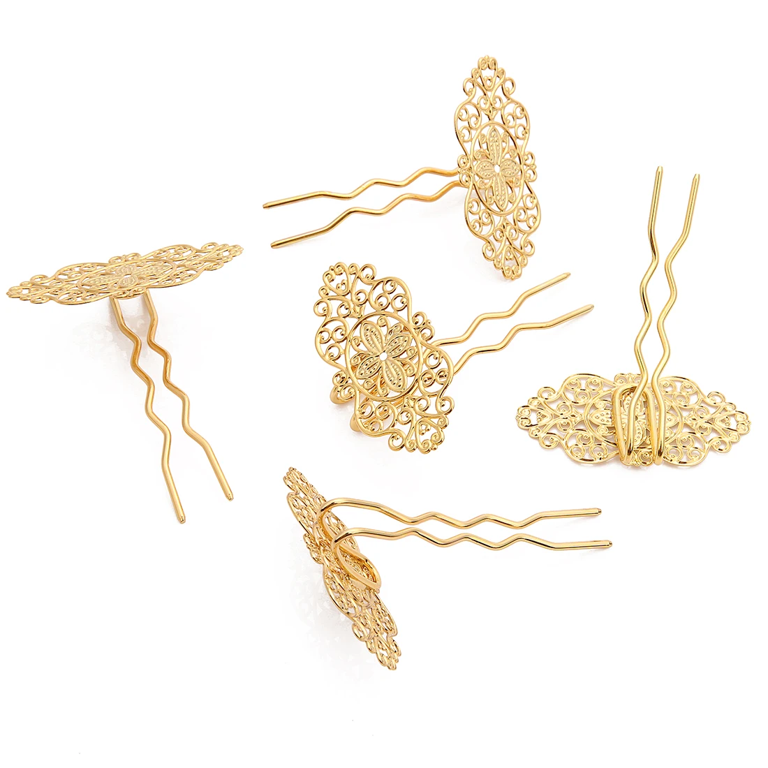 

5pcs Copper U Hair Pins Antiquity Butterfly Hair Clips Vintage Hairpin 1.7X100mm Hairpins Cabochon For DIY Headwear Making