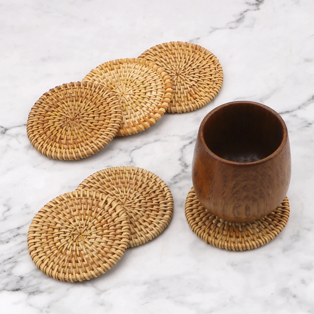 

6Pcs/Set Coasters Set Insulation Mats Round Tableware Placemat For Kungfu Tea Accessories Kitchen Table Mats