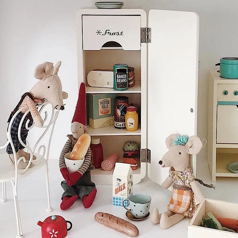 Aizulhomey моделирование деревянный холодильник для кукол Кухня игрушки Мышь кукольная мебель 1/6 OB11 для шарнирной куклы Lol аксессуары для Blyth