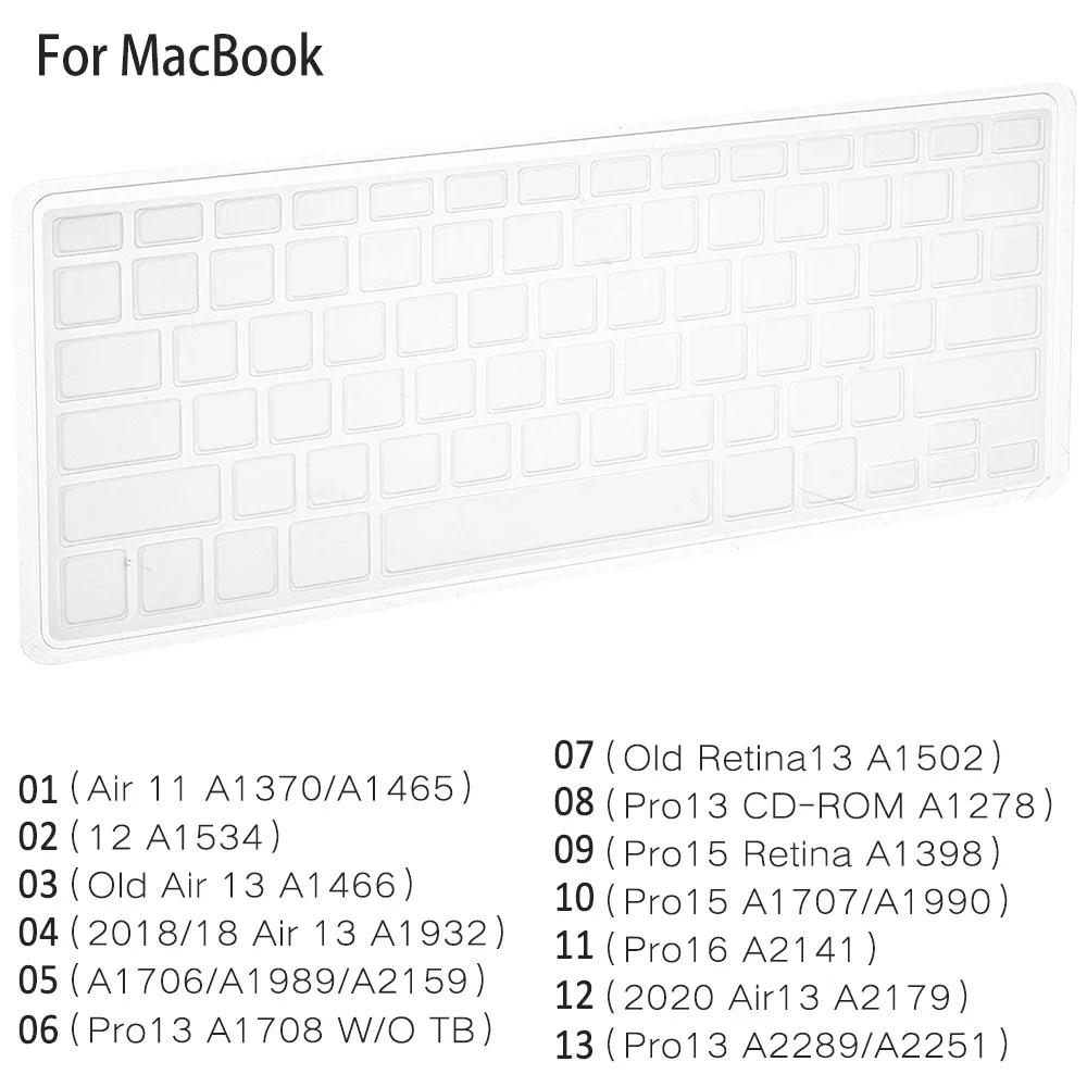 

Case for MacBook Air Pro TPU Keyboard Case Soft Silicon Transparent Ultra Thin keyboard Protection Skin Cover Protector Film