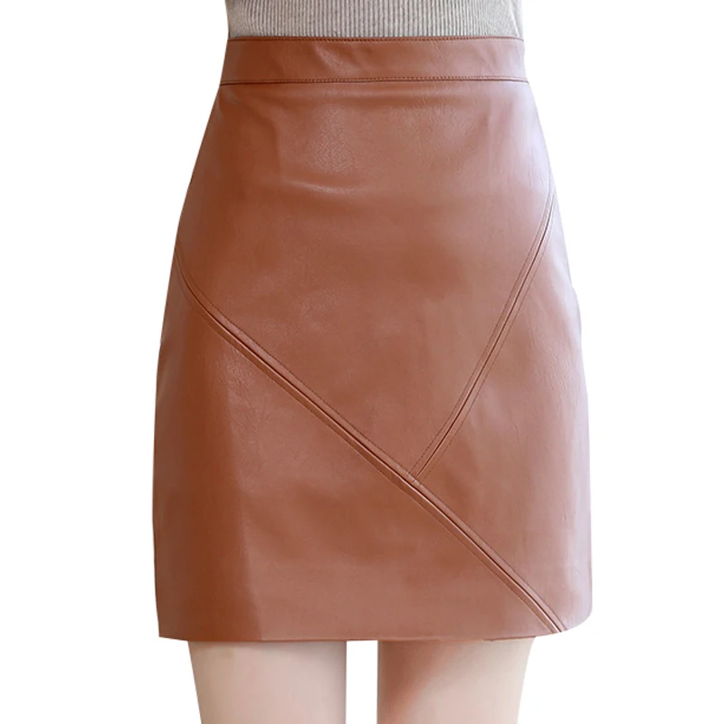 2018 модная женская мини юбка из мягкой искусственной кожи осень зима плюс размер