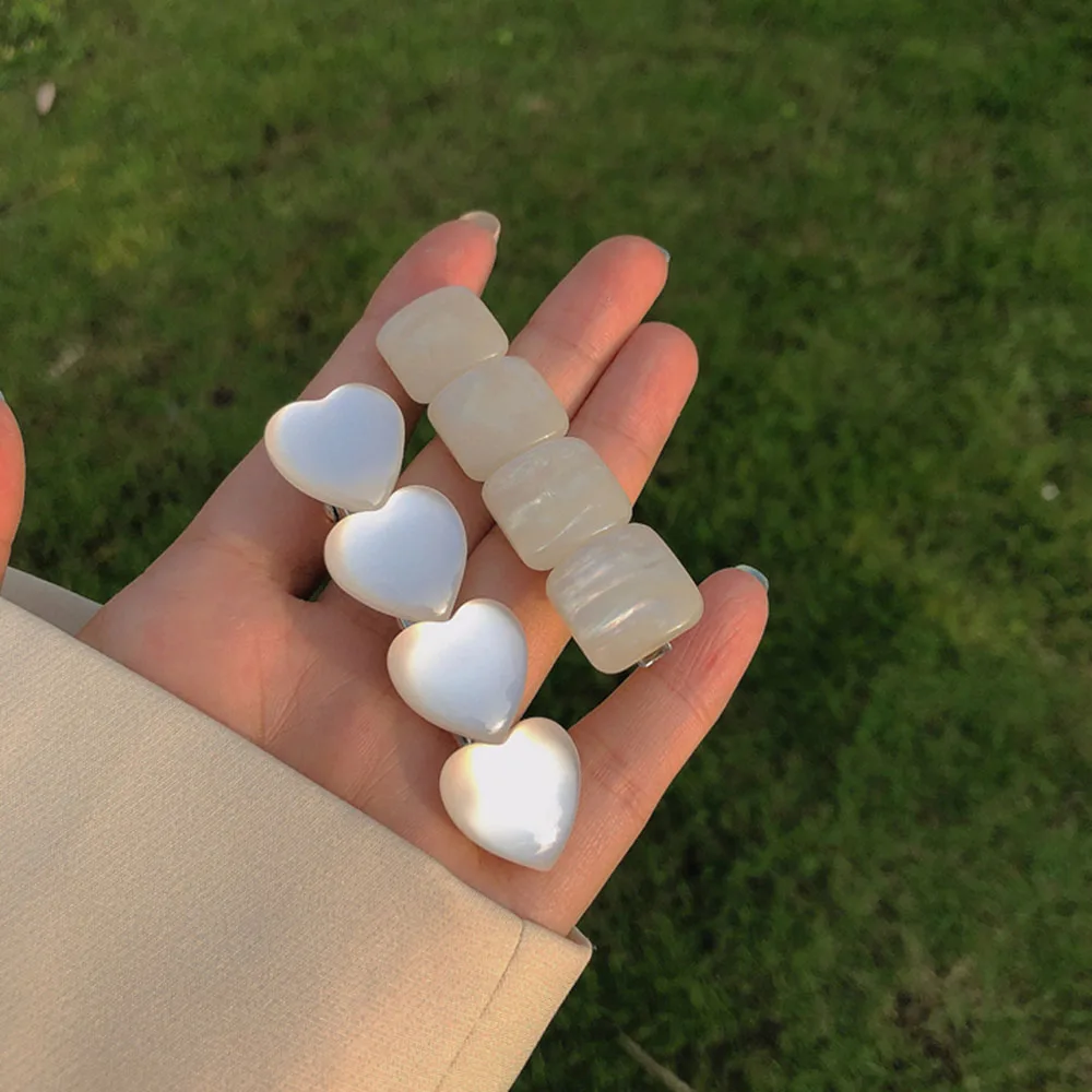 

New Imitation Opal Shell Hair Clip Sweet Side Clip All-match Hair Clips Fashion Barrette Hairpins For Women Hair Accessories