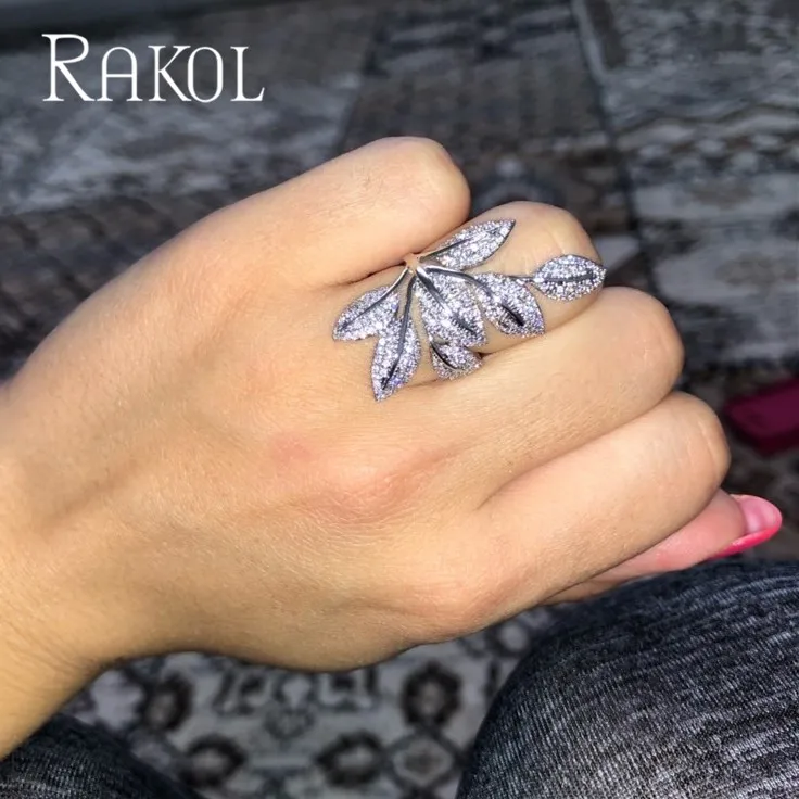 RAKOL Модный Нежный микро инкрустированный кубический цирконий Подарочные Кольца