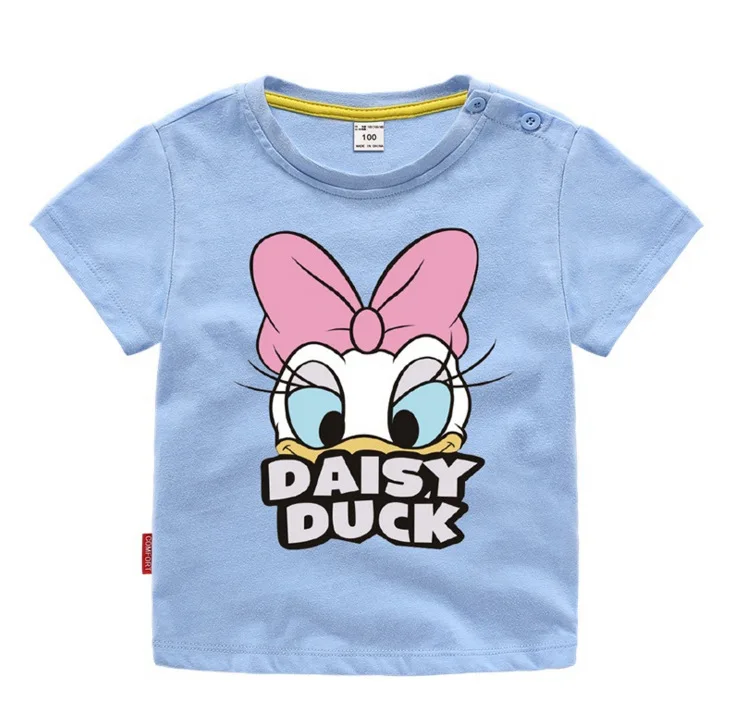 Костюм для девочек летние джинсовые шорты с блестками и принтом Дональда Дака +