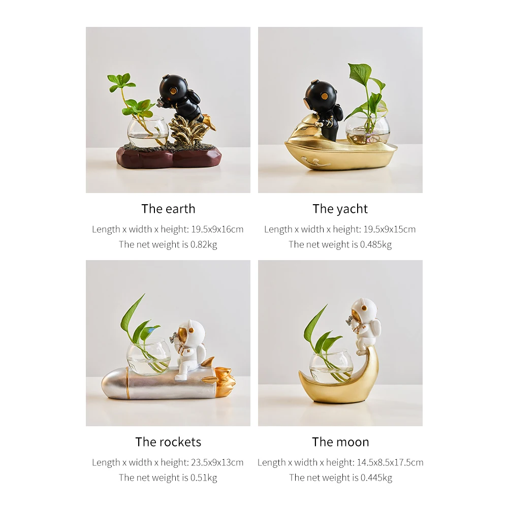 

Nordic Style Home Living Room Decoration Accessories Gifts New Creative Desk Ornaments Cute Astronaut Statue Hydroponic Vase