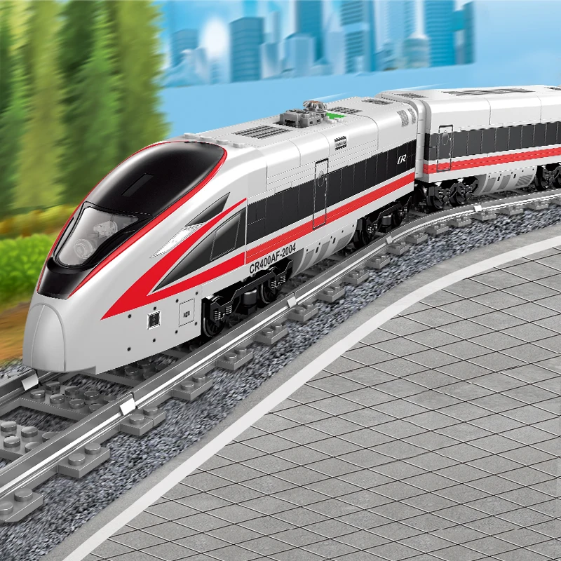 

City Technical High-speed Train Building Blocks Creator Track Car Electric Rail Train Figures Bricks Boys Toys for Children
