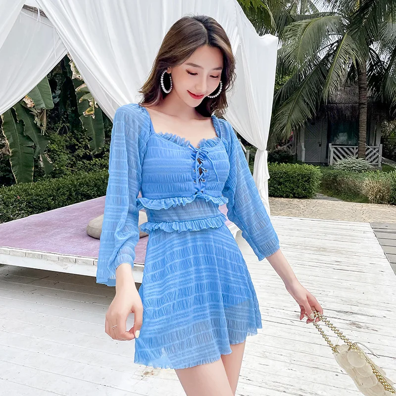

Female Conservative Student Split Skirt To Cover Belly Slim Slimming Fairy Fan Hot Spring Swimsuit Female Beachwear