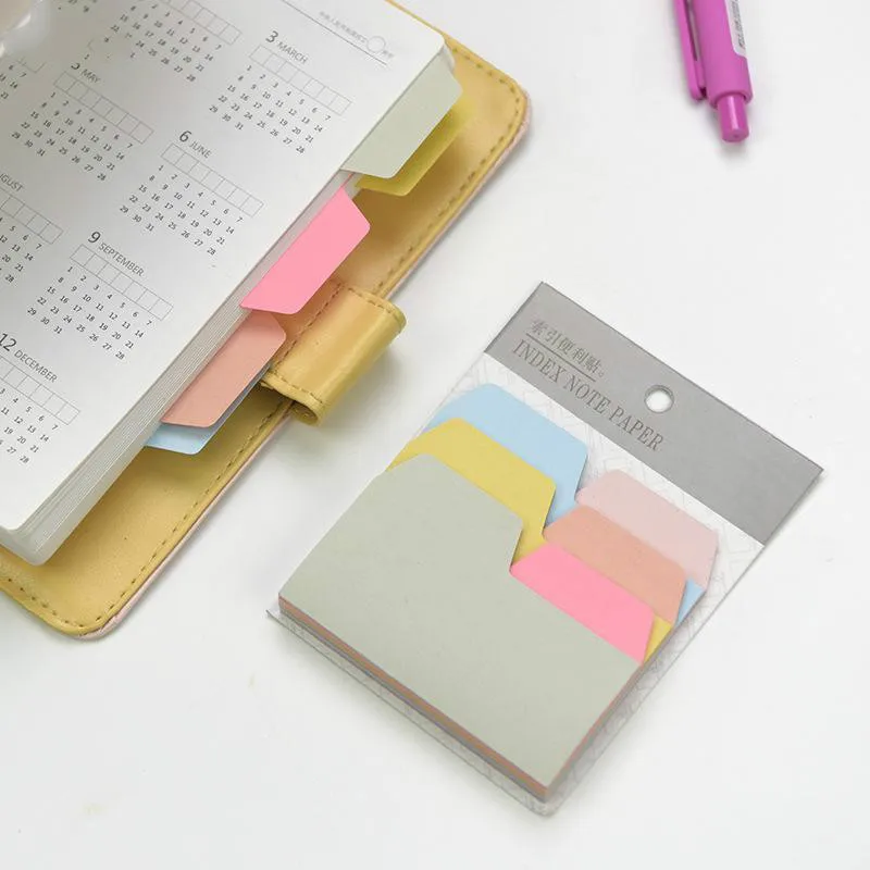 

6 Color Index Note Paper Adhesive Memo Pad For Loose Leaf Kawaii Stationery School Supplie