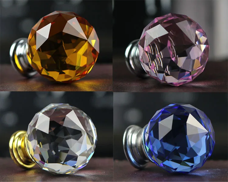 10 шт. 30 мм Золотая Хрустальная дверная ручка из хрустального стекла выдвижной