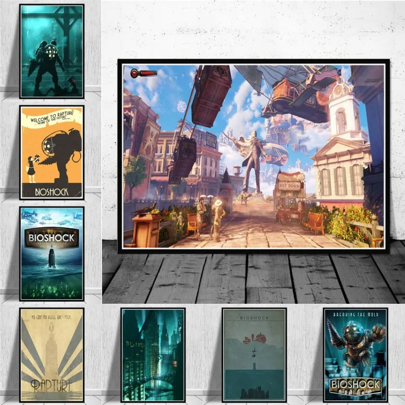 

Posters and Prints Rapture Video Game Retro Kids Gift Poster Wall Art Picture Canvas Painting for Room Home Decor