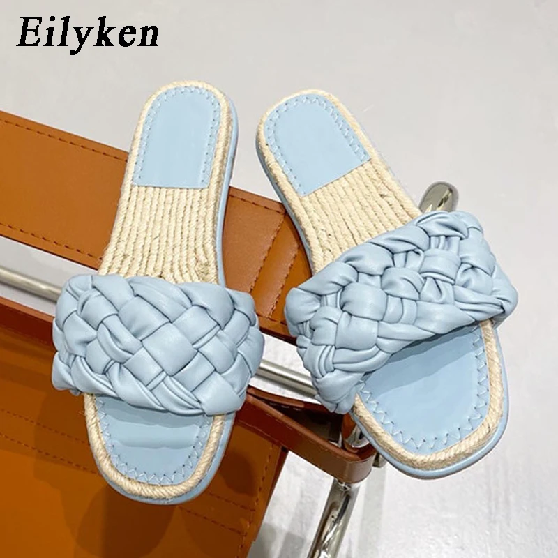 Summer Women's Slippers 2021 Weave Flat Heel Casual Ladies Shoes Outdoor Beach Peep Toe Female Slides Shoes