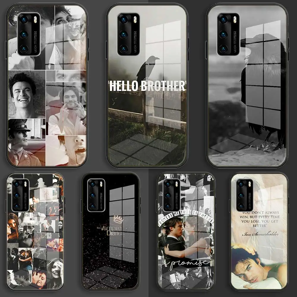 Soft Glass Case For Huawei P40 P30 P20 Pro Lite Plus p30lite p40lite E P samrt 2020 TPU Cover Vampire Diaries Ian Somerhalder