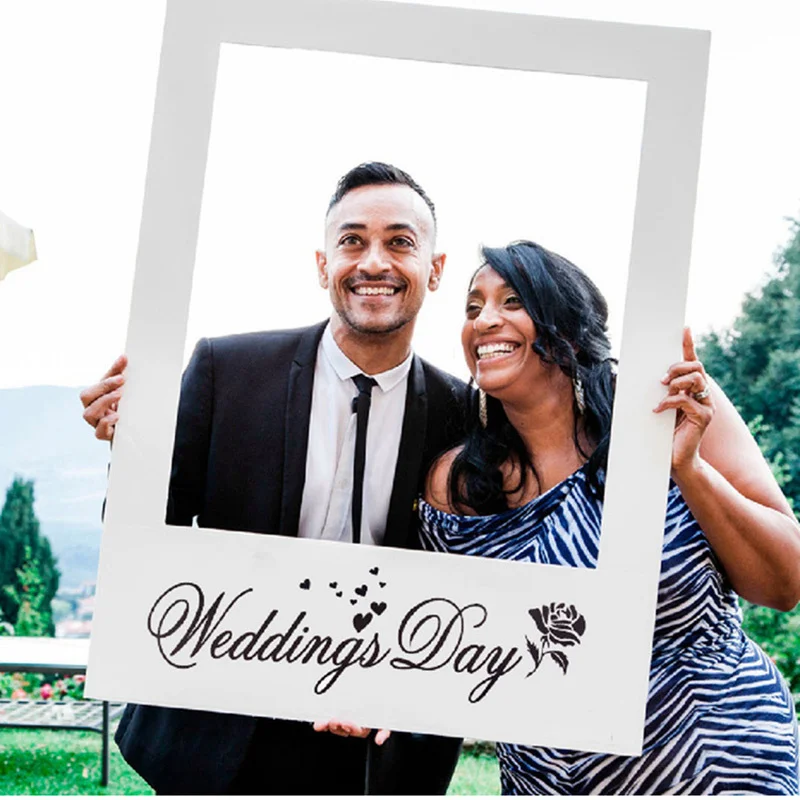 

1PC Romantic Wedding Photo Frame For Picture Wooden Clip Paper Picture Holder Wedding Wall Decor Graduation Party Booth Props