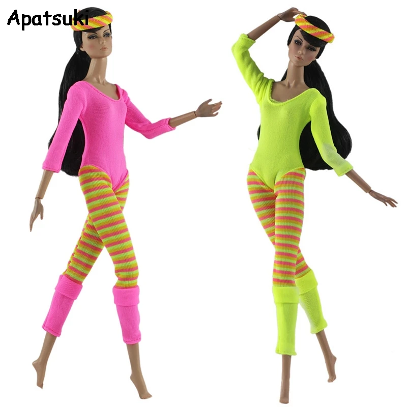 

2sets Fashion Outfits For Barbie Doll Jumpsuit Sport Yoga Clothes 1/6 Dollhouse Accessories Christmas Gift Kid Toys