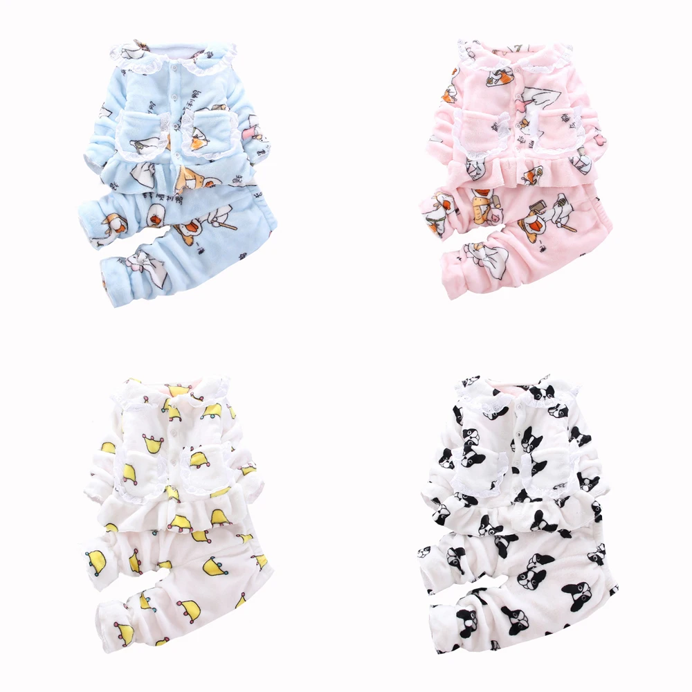 

Winter Autumn Kids Baby Boys Girls Pajama Set Velvet Lace Cute Animal Long Sleeve Tops+Long Pants Warm Soft Sleepwear 1-6 Years