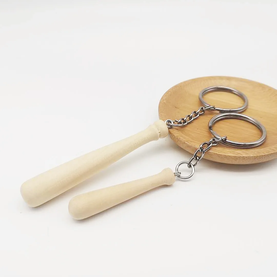 

Simulation Baseball Bat Keychain Charms Wooden Small Stick Key Chains for Girls Bag Pendant Gifts Wholesale