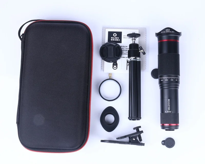 

TOKOHANSUN HD 48X metal telephoto zoom lens telescope monocular mobile lens+ extendable tripod for Xiaomi Huawei all Smartphones