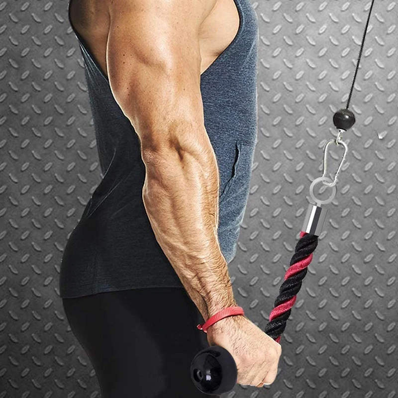 

Single Head Grip Rope Pull Down Rope Cable Attachment Triceps Tension Rope Black/Pink 15.5 Inch