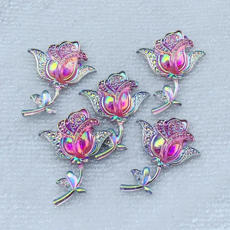 8pcs 34*45mm Flat Back Resins Cabochon Scrapbook 3D Resin Rose Flower Embellishment DIY -B744.17 | Дом и сад
