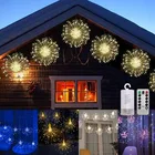 Рождественская гирлянда из фейерверков, 180 светодиодов, гирлянда-занавеска из сосулек, световое украшение для комнаты, террасы, окна, сада, свадьбы
