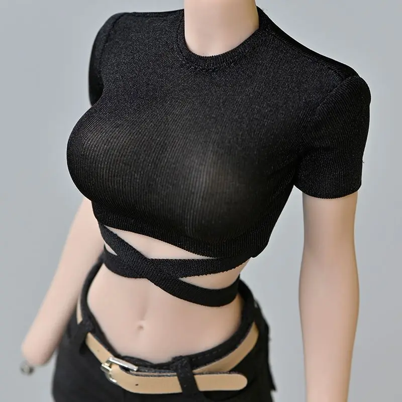 

In Stock Scale 1/6 Female Soldier Model Accessories Clothes Tbl Ph Coated Body Short Waist Strap T-shirt