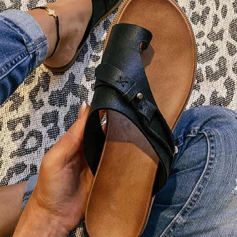 Женские Ретро шлепанцы с пряжкой модная повседневная обувь на плоской подошве
